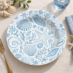 Daily Decorative Charger Plate – Blue Starfish Shells decorative charger plate on a styled table.
