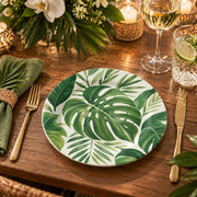 Daily Decorative Charger Plate – Monstera Palm Green decorative charger plate on a styled table.