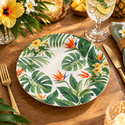 Daily Decorative Charger Plate – Tropical Bloom Leaves decorative charger plate on a styled table.