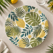 Daily Decorative Charger Plate – Green Gold Leaves decorative charger plate on a styled table.