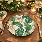 Daily Decorative Charger Plate – Sage Leaf Layers Allover decorative charger plate on a styled table.