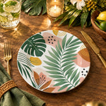 Daily Decorative Charger Plate – Leaf Duo Accent Green decorative charger plate on a styled table.