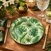 Daily Decorative Charger Plate – Green Leaf Field Allover decorative charger plate on a styled table.