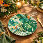 Daily Decorative Charger Plate – Banana Leaf Fan Green decorative charger plate on a styled table.