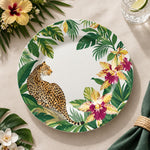 Daily Decorative Charger Plate – Tropical Wreath Cat decorative charger plate on a styled table.