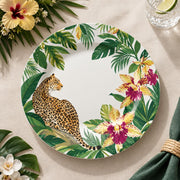 Daily Decorative Charger Plate – Tropical Wreath Cat decorative charger plate on a styled table.