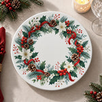 Christmas Decorative Charger Plate – Berry Wreath Ring decorative charger plate on a styled table.
