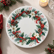 Christmas Decorative Charger Plate – Berry Wreath Ring decorative charger plate on a styled table.
