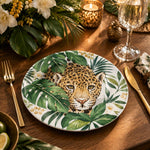 Daily Decorative Charger Plate – Leopard Leaf Field decorative charger plate on a styled table.