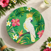 Daily Decorative Charger Plate – Cockatoo Hibiscus decorative charger plate on a styled table.