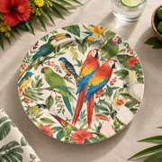 Daily Decorative Charger Plate – Macaw Pair Greenery decorative charger plate on a styled table.