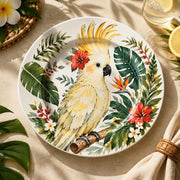Daily Decorative Charger Plate – White Cockatoo Branch decorative charger plate on a styled table.
