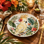 Daily Decorative Charger Plate – White Cockatoo Branch decorative charger plate on a styled table.