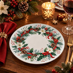 Christmas Decorative Charger Plate – Berry Wreath Ring decorative charger plate on a styled table.