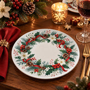 Christmas Decorative Charger Plate – Berry Wreath Ring decorative charger plate on a styled table.