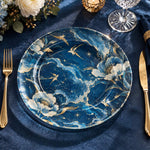 Daily Decorative Charger Plate – Navy Marble Gold Vein decorative charger plate on a styled table.