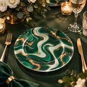 Daily Decorative Charger Plate – Green Marble Gold Vein decorative charger plate on a styled table.