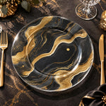 Daily Decorative Charger Plate – Black Marble Gold Vein decorative charger plate on a styled table.