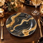 Daily Decorative Charger Plate – Black Marble Gold Vein decorative charger plate on a styled table.