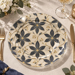 Daily Decorative Charger Plate – Navy Geometric Tile decorative charger plate on a styled table.