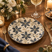 Daily Decorative Charger Plate – Navy Geometric Tile decorative charger plate on a styled table.