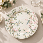 Daily Decorative Charger Plate – Delicate Sprig Bird decorative charger plate on a styled table.