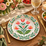 Daily Decorative Charger Plate – Red Tulip Symmetry decorative charger plate on a styled table.