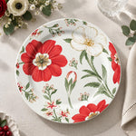 Daily Decorative Charger Plate – Red Bloom Foliage decorative charger plate on a styled table.