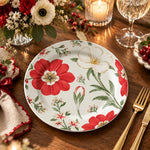 Daily Decorative Charger Plate – Red Bloom Foliage decorative charger plate on a styled table.