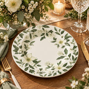 Daily Decorative Charger Plate – Leaf Band White Flower decorative charger plate on a styled table.