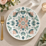 Daily Decorative Charger Plate – Teal Folk Medallion decorative charger plate on a styled table.