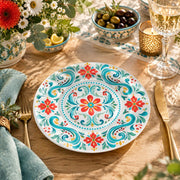 Daily Decorative Charger Plate – Turquoise Pink Medallion decorative charger plate on a styled table.