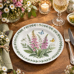 Daily Decorative Charger Plate – Foxglove Butterfly decorative charger plate on a styled table.