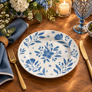 Daily Decorative Charger Plate – Blue Sprig Delft Tile decorative charger plate on a styled table.