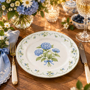 Daily Decorative Charger Plate – Hydrangea Leaf Stems decorative charger plate on a styled table.