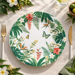 Daily Decorative Charger Plate – Tropical Bloom Wreath decorative charger plate on a styled table.