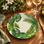 Daily Decorative Charger Plate – Leaf Circle Palm Green decorative charger plate on a styled table.