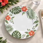 Daily Decorative Charger Plate – Leaves with Red Bloom decorative charger plate on a styled table.