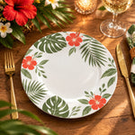 Daily Decorative Charger Plate – Leaves with Red Bloom decorative charger plate on a styled table.