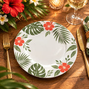 Daily Decorative Charger Plate – Leaves with Red Bloom decorative charger plate on a styled table.