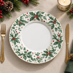 Daily Decorative Charger Plate – Leaf Border Tropical decorative charger plate on a styled table.