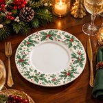 Daily Decorative Charger Plate – Leaf Border Tropical decorative charger plate on a styled table.