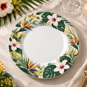 Daily Decorative Charger Plate – Green Leaves White Orange decorative charger plate on a styled table.