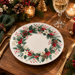 Christmas Decorative Charger Plate – Berry Holly Ring decorative charger plate on a styled table.