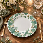 Daily Decorative Charger Plate – Sage and Pink Leaves decorative charger plate on a styled table.