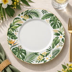 Daily Decorative Charger Plate – Leaf White Red Bloom decorative charger plate on a styled table.