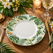 Daily Decorative Charger Plate – Leaf White Red Bloom decorative charger plate on a styled table.