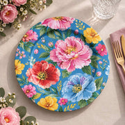 Daily Decorative Charger Plate – Blue White Bloom Medley decorative charger plate on a styled table.