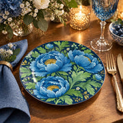 Daily Decorative Charger Plate – Navy Blue Peony Duo decorative charger plate on a styled table.