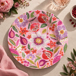 Daily Decorative Charger Plate – Pink Coral Folk Floral decorative charger plate on a styled table.